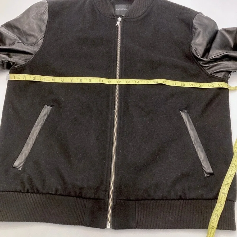 Marks & Spencer Autograph Leather Sleeve Wool Letterman Bomber Jacket Mens Large